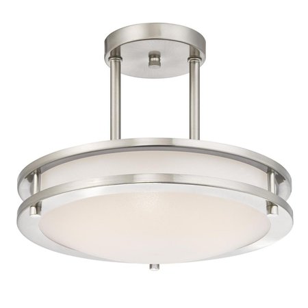 Westinghouse Fixture Ceiling LED Dimmable SemiFl 15W Lauderdale 11.88In Br Nkl White Acry 6400900
